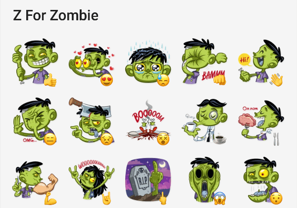 Zombie sticker pack for telegram