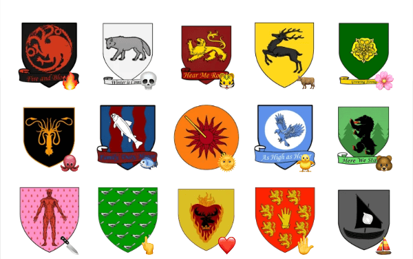 Game of Thrones houses sticker pack